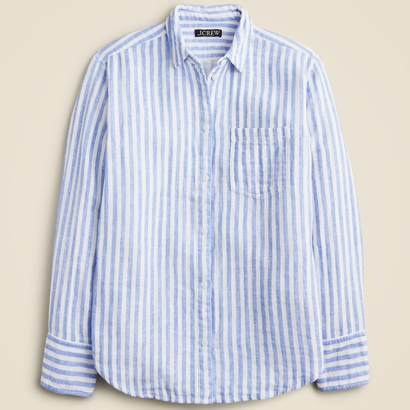 J.Crew Garçon Classic Shirt in Striped Cotton-Linen Blend Gauze - Picture 2 of 8